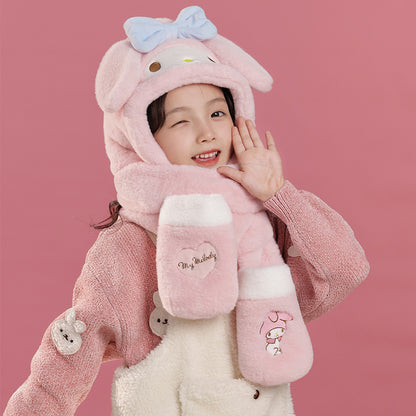 17471470 3pcs/set Sanrio Series Children'S Warm Hats And Gloves Scarves