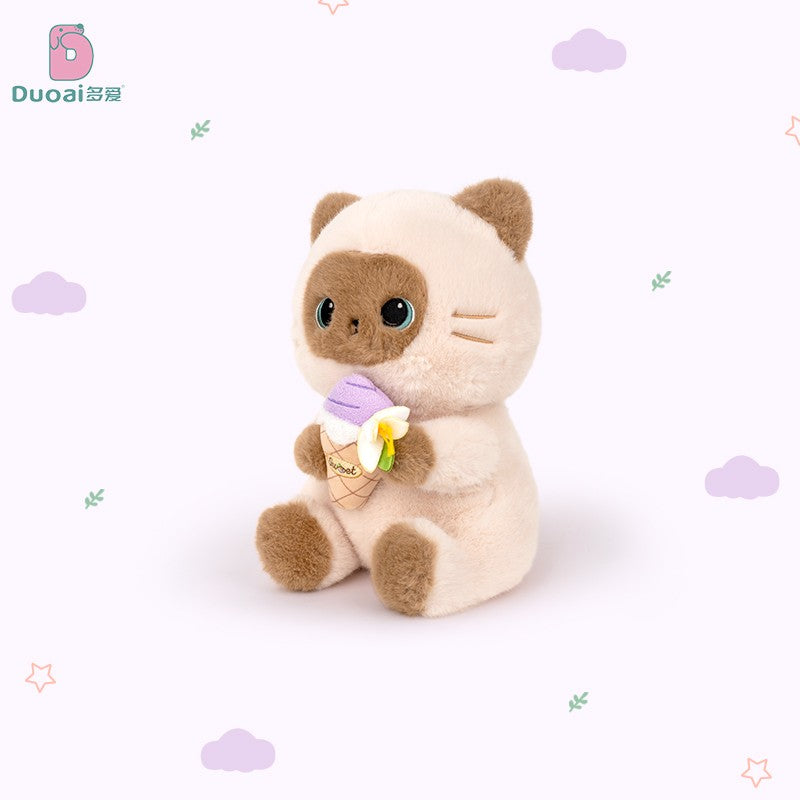 ILAHUI Siamese Cat Holding Ice Cream Plush 22cm 38401170