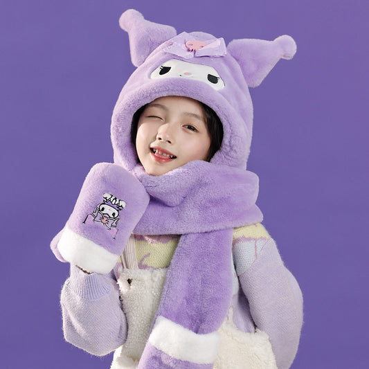 17471470 3pcs/set Sanrio Series Children'S Warm Hats And Gloves Scarves