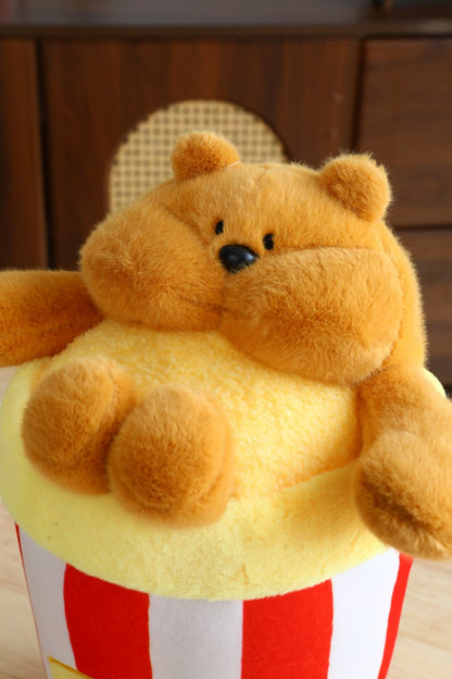ILAHUI Bear Popcorn Bucket Plush 36cm 53687570