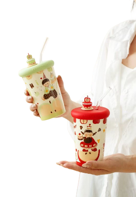 ILAHUI Couple Straw Ceramic Cup 410ml 63196870